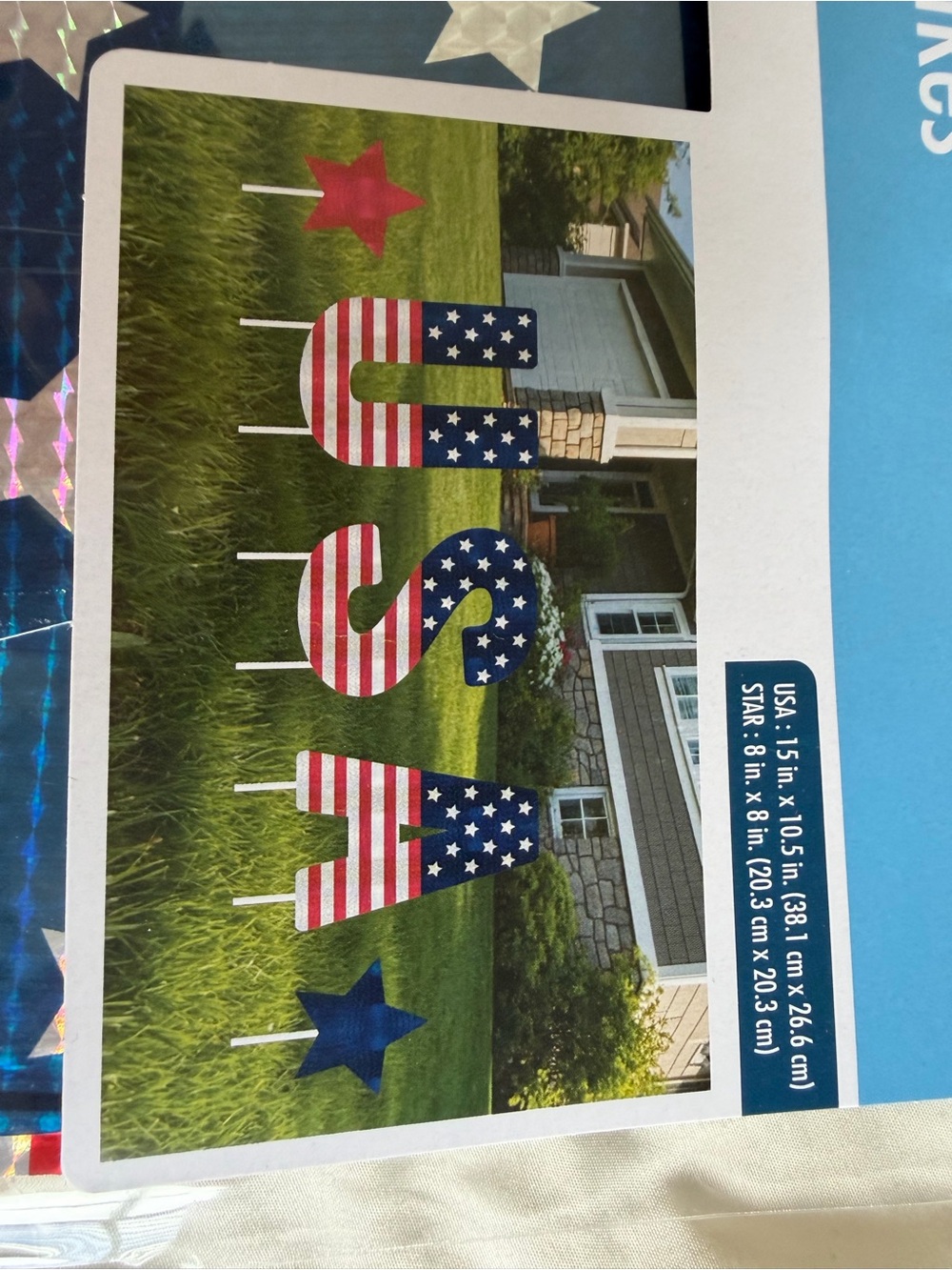 USA Yard Stake Letters - Patriotic Red White & Blue